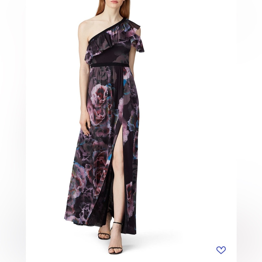 One-Shoulder Floral Maxi Dress in Dark Floral